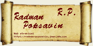 Radman Popsavin vizit kartica